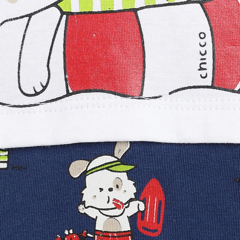 Boys White & Blue Printed Short Sleeve Rompers image number 5